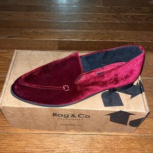 Women's Burgundy Velvet Loafers